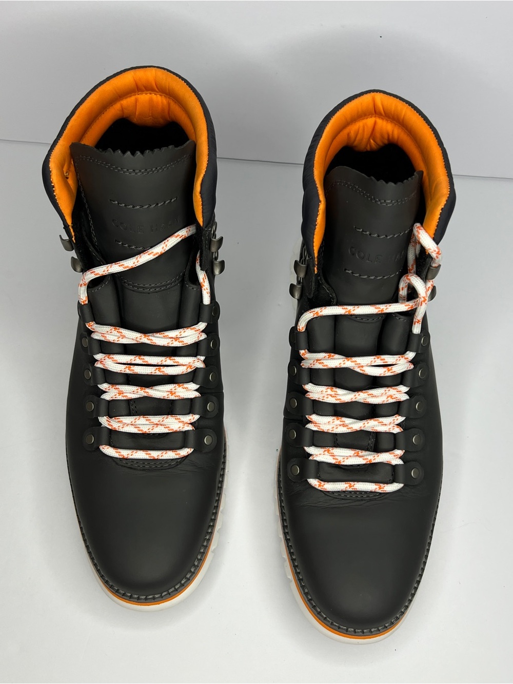 Cole Haan ZERØGRAND Waterproof Hiker Boots Black Orange Leather Men’s 8.5 No Box